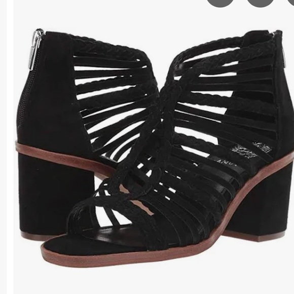 Vince Camuto Women's black suede Kestal Cage Sandals - Size 9. GUC - Picture 2 of 6